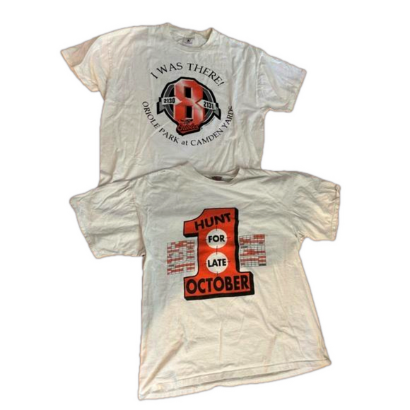 95 - 96 2 BALTIMORE ORIOE'S TEAM T-SHIRTS SINGLE STITCH 1 CELEBRITIES VINTAGE XL - Picture 2 of 15